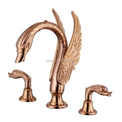 China X9613B3 Modern Luxury Modern Deck Mounted Swan Artistic Vessel Faucet Brass Material Double Lever for sale