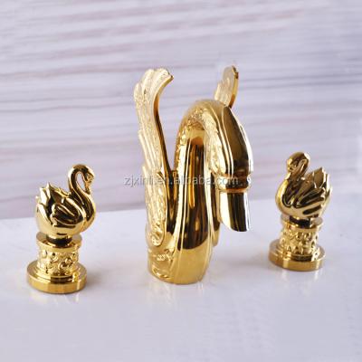 China X9628B1 Luxury Artistic Faucet Double Handle Swan Modern Gold Color Brass Material for sale