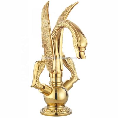 China X9613B1Brass Artistic Gold Color Swan Animal Basin Faucet CLASSIC Material Shape for sale