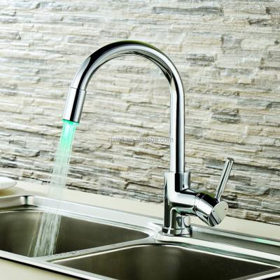 China LED Light X8372B2 Chrome Finish Brass Material Deck Mounted Luxury Basin Led Mixer for sale