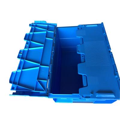 China New Arrival PP Recyclable Heavy Duty Industrial Logistic Stackable Stackable Packaging Plastic Mobile Box Turnover With Attached Lid for sale