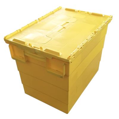 China Recyclable Wholesale Plastic Moving Container Strapped Lid Industrial Moving Containers for sale