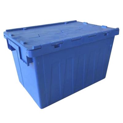 China Recyclable Heavy Duty Stackable Plastic Moving Plastic Boxes Containers With Plastic Lid Stackable And Stackable Crates Attached Lid Crates for sale