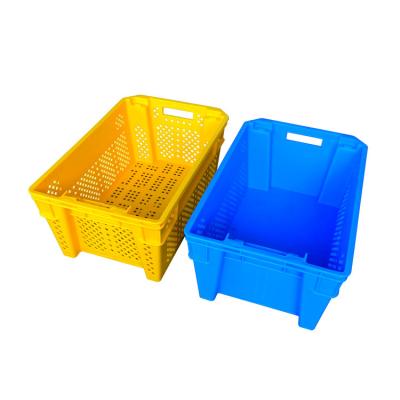 China Reusable Exhaled Fruit Stackable Mesh Plastic Container Stackable Nestable Mesh Plastic Crates For Vegetable Packing Wholesale for sale