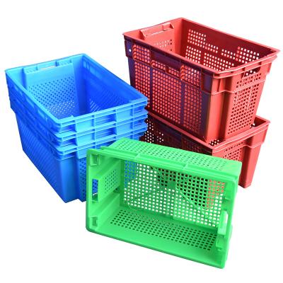 China Logistics Pile Stackable Stackable Vented Mesh Plastic Basket Vegetable Food Breathable Plastic Container for sale