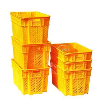 China Harvesting Logistics Aerated Stackable Stackable Exhaled Stackable Mesh Moving Crates Fruit Plastic Fish Fresh Vegetable Storage Basket for sale