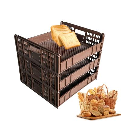 China Safety Food Grade Bakery Rental Bread Tray Recyclable Customized Stackable Plastic Bread Crate For Supermarket Bread Bakery for sale