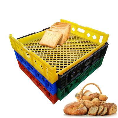 China Recyclable Plastic Crate Bread Tray Stackable Transport Crate For Bakery for sale