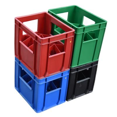 China Mesh Customized High Quality 12 20 24 40 Stackable Plastic Beer Boxes Juice Crate Turnover Storage Bottle Glass Wine Transport for sale