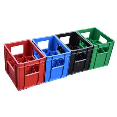 China Mesh Customized 12 20 24 40 Bottles 500ml Wine Juice Turnover Storage Transport Stackable Plastic Beer Glass Crates For Sale for sale