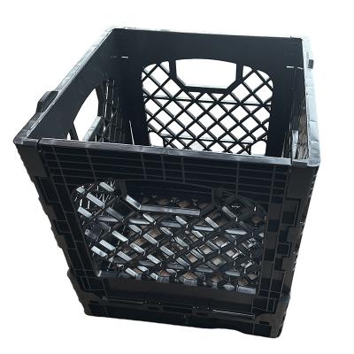 China Collapsible Stackable Recyclable Vegetable Fruit Durable Warehouse Turnover Box Milk Folding Storage Basket Collapsible Plastic Crates for sale