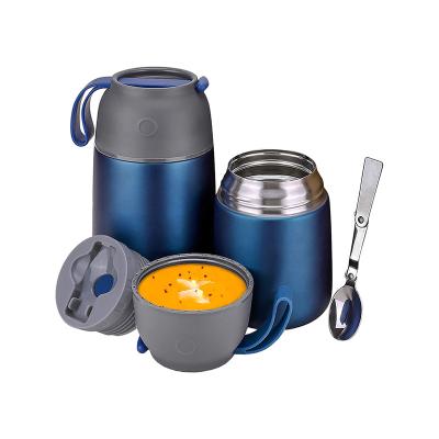 China Wholesale PORTABLE stainless steel double wall vacuum insulated thermos food flask lunch box hot pot for picnic for sale