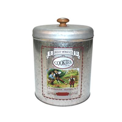 China Eco-friendly Galvanized Iron Tins For Biscuit With Button Biscuit Packing Jar Tin Container For Packing Biscuit for sale