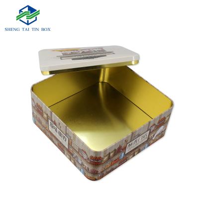 China Eco - Friendly Food Packaging Custom Metal Large Square Metal Food Box for sale