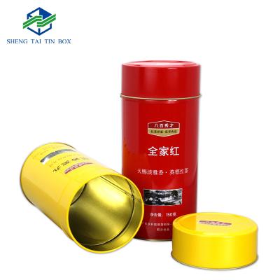 China Eco-friendly tea can round 100g or 150g tin can for tea tin can custom packaging for tea for sale