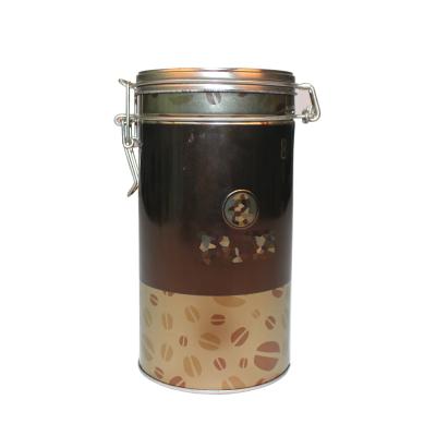 China Recyclable Airtight Metal Cylinder Coffee Canister Coffee Canister With Valve Tin Canister For Coffee Bean for sale