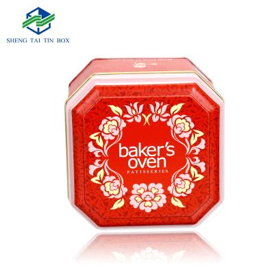 China Recyclable Custom Cookie Tins Octagon Cookie Tin Box Metal Food Packaging Gift Box for sale