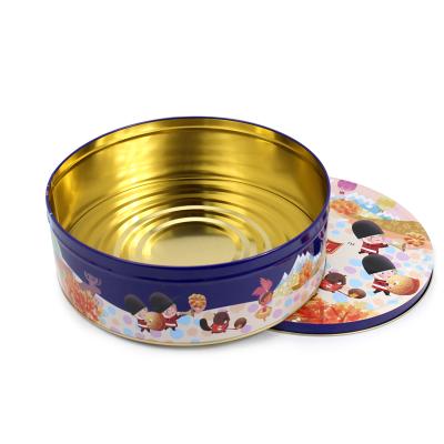 China Recyclable Tin Makers Custom Large Round Biscuit Cookies Tins 908g Food Grade Tin Cans for sale