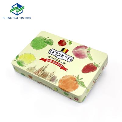 China Large Recyclable Rectangular Metal Tin 300x200x40mm Metal Candy Packaging Box for sale