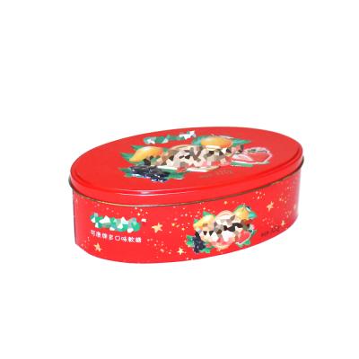 China Recyclable Oval Tin Box Metal Box Tin For Packing 320g Soft Candy for sale