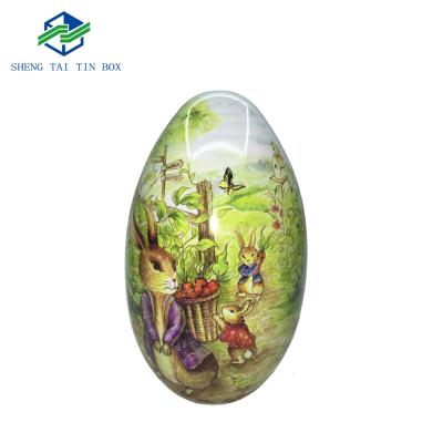 China Eco - Friendly Metal Easter Egg Shape Box Easter Egg Tin Box for sale