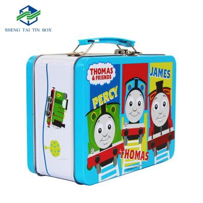 China Recyclable Metal Cartoon Tin Lunch Box With Handle And Lock for sale