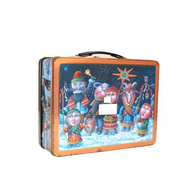 China Custom Cartoon Tin Lunch Box Eco-Friendly Tin Lunch Box With Handle for sale