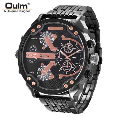 China Oulm 3548 Big Dial Brand Super Luxury Male Dual Time Zone Quartz Military Watch for sale