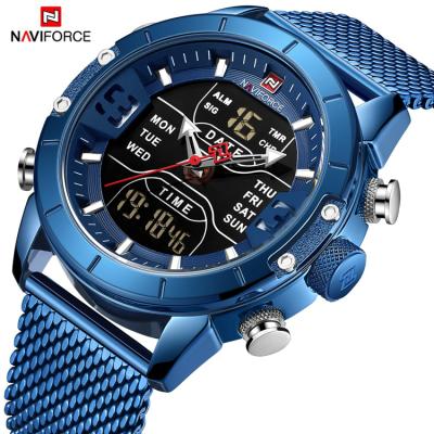 China Brand Watches Analog-Digital Men's Watches Alarm NAVIFORCE 9153 Stainless Steel Stainless Steel Mens Waterproof Digital Man Watch for sale