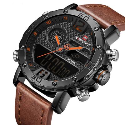 China Alarm Mens Watches Top Brand Luxury Men Leather Sports Watches NAVIFORCE 9134 Men Quartz LED Digital Clock Waterproof Military Watch for sale