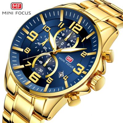 China New Arrival MINI FOCUS 0278 Luxury Royal Gold Date Mens Automatic Top Brand Watch Luminous Waterproof Mens Quartz Chronograph Fashion Sports for sale