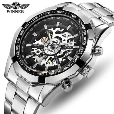 China Water Resistant Relojes WINNER Watch 246 340 Sales T-Winner Stainless Steel Skeleton Mechanical Watch For Man Self Winder Automatic Wrist Watch for sale