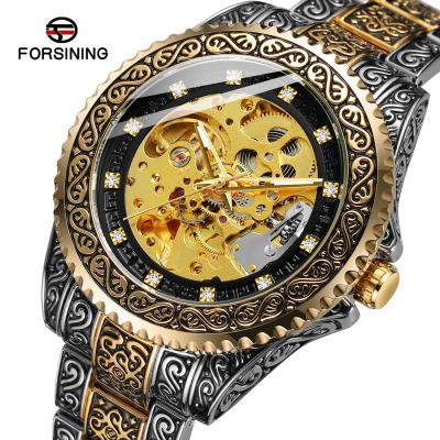 China Forsining de relogio moon phase 2022 transparent no brand watch alloy automatic mechanical skeleton watch for men watches custom logo for sale