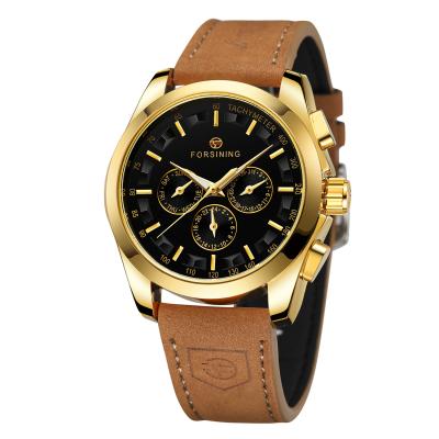 China Forsining Brand Male Wristwatches Water Resistant Men Series 3D Metal Skeleton Bolt Rubber Strap Automatic Mechanical Gold Dial Luxury Wristwatches for sale