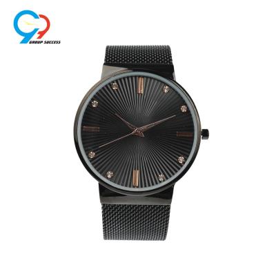 China Water Resistant All Black Sliver Band Mens Watches Soft Quartz Watch for sale