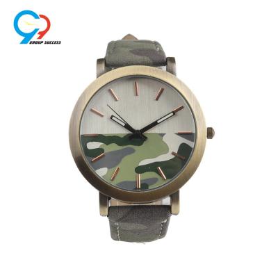 China Water Resistant Military Antique Bronze Color Men Watches Leather Strap Quartz Watch for sale