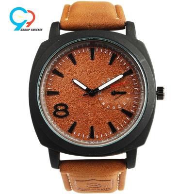 China Water Resistant Quality Brown Mens Watches Leather Strap Quartz Wristwatch Japan Movt for sale