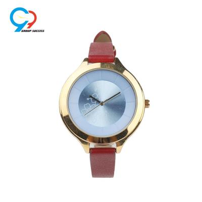 China Water Resistant Slim Narrow Leather Strap Rose Gold Ladies Watches Quartz Womens Watch for sale