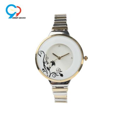 China Gold All Alloy Ladies Watches Mix Gold Elastic Band Silver Water Resistant Wrist Watch for sale