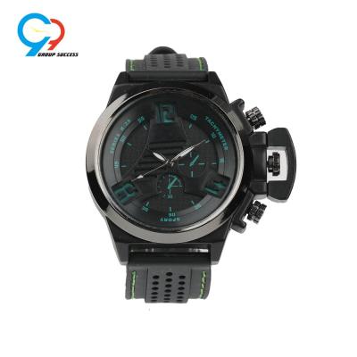 China Seiko Rubber Movement Watch Water Resistant Black Plated Case Strap Military Wrist Watch for sale