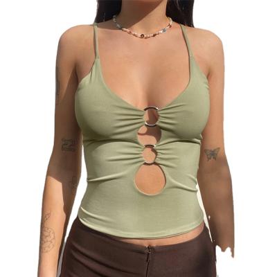 China Viable New Summer Female Clothes Fashion Slim Sling New Arrival 2021 High Street Skinny Vest Backless Women Beach Tops for sale