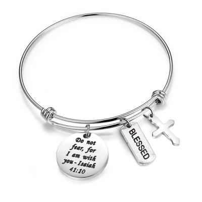 China Vintage Stainless Steel Bible Jewelry Necklace / Verse Engraved Bracelet / Scripture Key Chain Jewelry Customized Christian Jewelry for sale