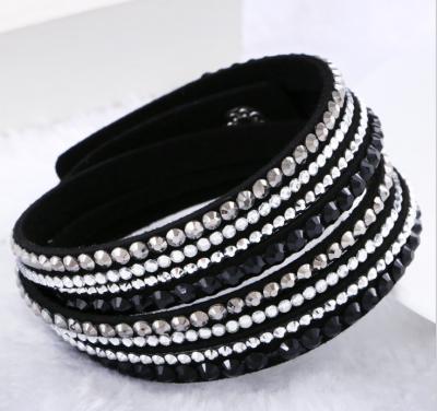 China New Leather Casual/Sporty Faux Stone Crystal Bracelet Wrap Multilayer Bangle Bracelets For Women Pulseras de feminino mulher Jewelry for sale