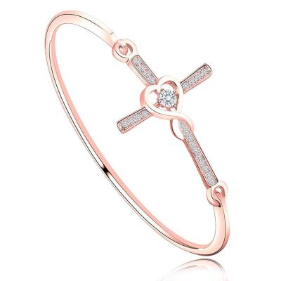 China Religious Hot Design Infinity Love Heart Snapping Christian Bracelet Crystal Sideway Religious Bracelet Jewelry For Gifts for sale