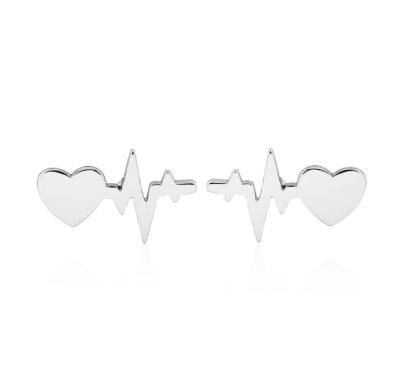 China Heartbeat Lightning Wave Heartbeat Stud Earring Current Hollow Romantic Elegant Surprise Charm Studs Earring Wholesale for sale