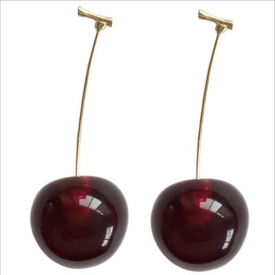 China 2021 Fashion Cute New Design Simple Sweet Flexible Fruit Cherry Earrings Drop Earring for Women and Girls Gifts Earring for sale