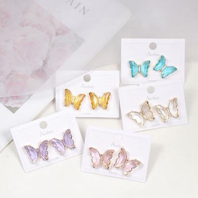 China Wholesalde Europe Style FASHIONABLE Gold Plated Colorful Butterfly Earrings Luxury Jewelry Crystal Butterfly Earrings For Women Gifts for sale