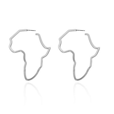 China TRENDY Newcomer Personalized Fashion Plated Geometric African Map Earrings Alloy Border Earrings For Men And Women Jewelry for sale