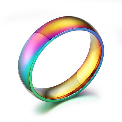 China FASHIONABLE Color Gay Rings Lgbt Rainbow Stainless Steel Lesbian Wedding Rings For Women Men Jewelry for sale