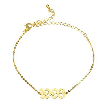 China Wholesale Personalized Simple Gold Stainless Steel Anklet Bracelet Anniversary Digital Anklet Pendant Accessories for sale